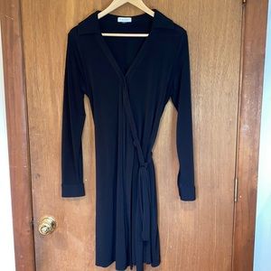 Calvin Klein black long sleeved wrap dress size 12